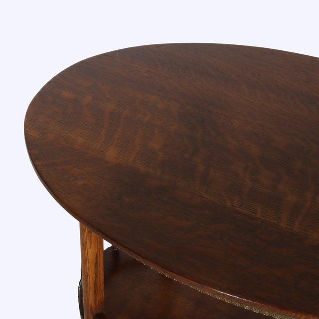 Antique Rj Horner Oak & Ormolu Oval Occasional Table With Spindle Rail C1900 For Sale - Image 6 of 10