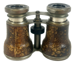 Antique Leather and Brass Binoculars from Le Jockey Club Paris, 1900s