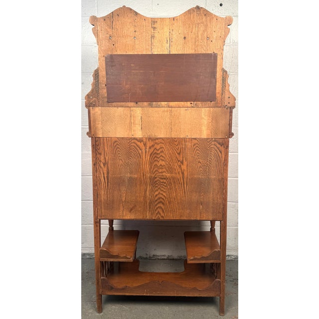Early 19th Century Victorian Antique Golden Oak Slant Front Secretary Desk Etagere For Sale - Image 16 of 16