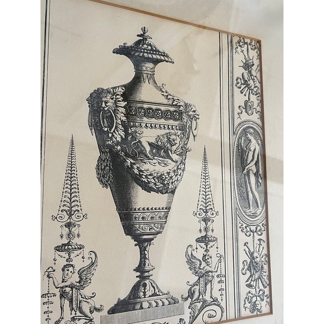 Framed print of "Sepia Pergolesi Urn II" by artist Michelangelo Pergolesi. The piece comes in a light gold frame.
