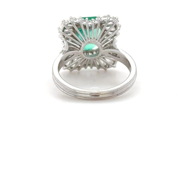 Modern 1960s Carl Bucherer, Emerald and Diamond Ballerina Ring, Size 6 For Sale - Image 3 of 5