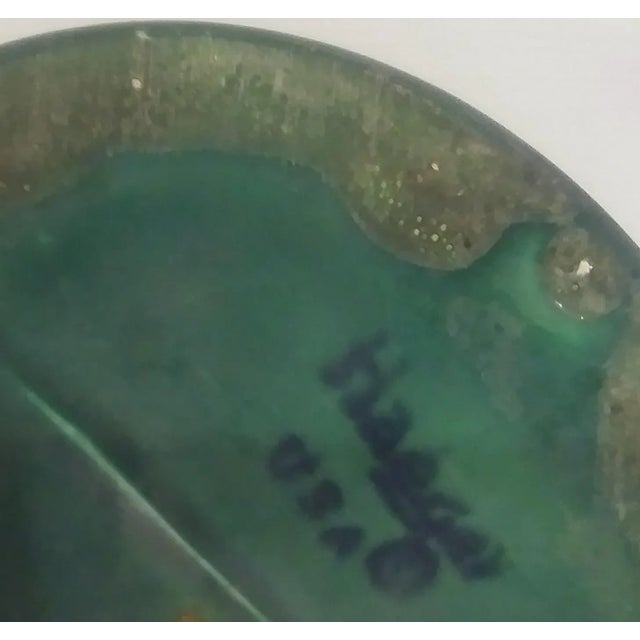 Traditional Vintage Haegar Extra Tall Teal Green Blue Floral Vase For Sale - Image 3 of 6