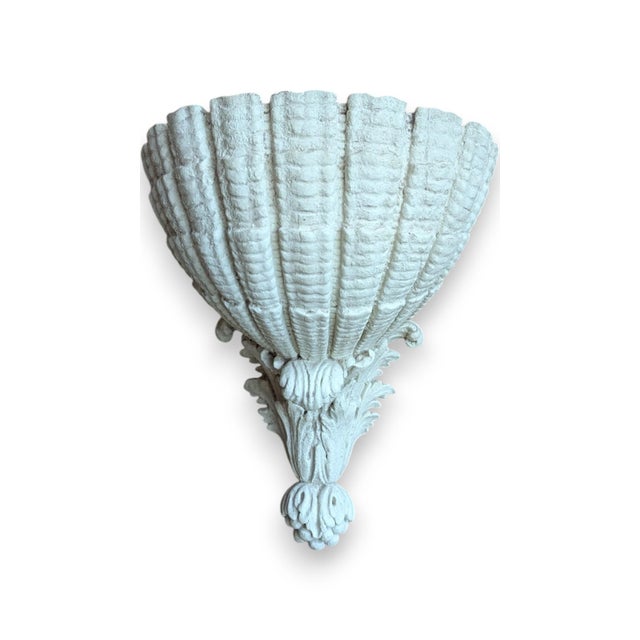 White Plaster Neoclassical Shell Sconce by Dogfork Lamp Arts For Sale In San Francisco - Image 6 of 7