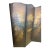 Antique Painted Leather Screen For Sale