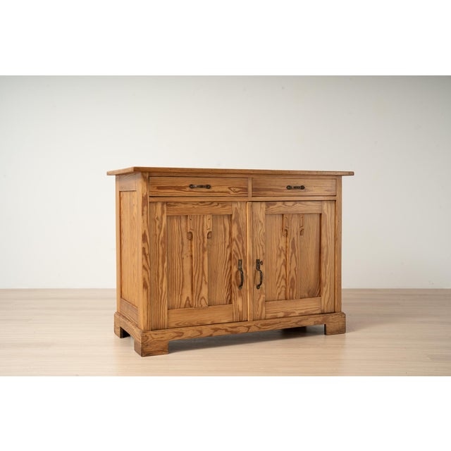 Wood Antique Art Nouveau German Pine Cabinet with Two Drawers, 1910 For Sale - Image 7 of 18