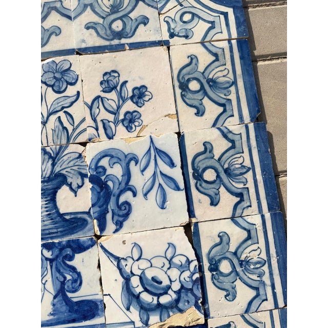 Antique 18th Century Portuguese Baroque Tiles With Flower Arrangement in Classical Urn For Sale - Image 10 of 16
