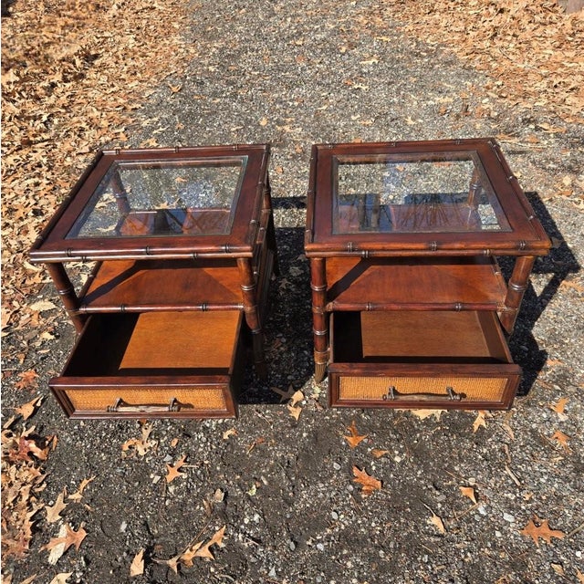 These Tommy Bahama tables are beautifully designed and well made. They feature wooden structures, wicker embellishments,...