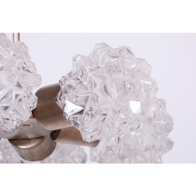 Mid-Century Chandelier in Brass and Glass from Kamenický Šenov, Czech, 1960s For Sale - Image 6 of 12