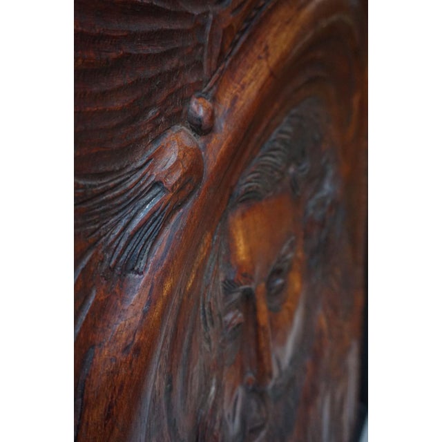 Black Hand Carved Wooden Bas-Relief Portrait of Peter Paul Rubens, 1950s For Sale - Image 8 of 13