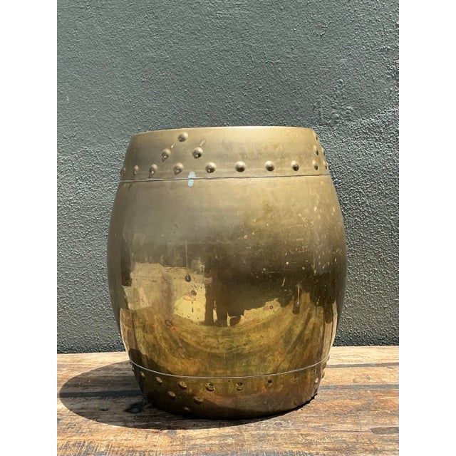 Vintage Asian Brass Low Stool For Sale - Image 10 of 12