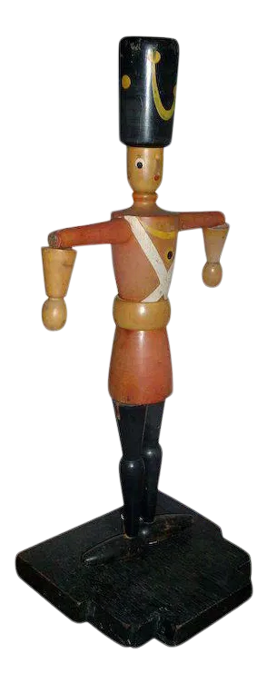 Early 20th c. German Carved Wood Paint Decorated Christmas Ornament Soldier from the Ballet Nutcracker