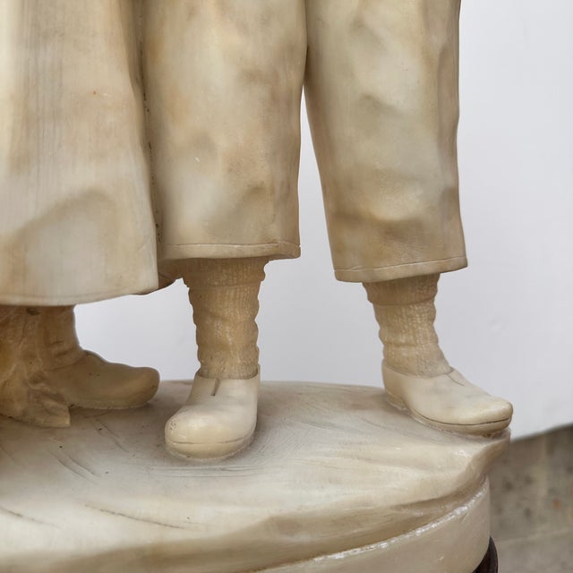 Eugenio Battiglia, Sculpture Childrens Couple, 1890s, Alabaster For Sale - Image 12 of 18