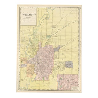 Antique Map of Indianapolis The Circle City by Ran McNally, 1899 For Sale