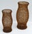 Asian Style Set 2 Vintage Decorative Amber Gemstone Beaded Lattice Hourglass Shaped Candle Holders For Sale - Image 4 of 15