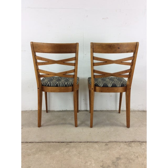 Champagne Pair of Mid Century Modern Dining Chairs by Heywood Wakefield With Newer Upholstery For Sale - Image 8 of 12