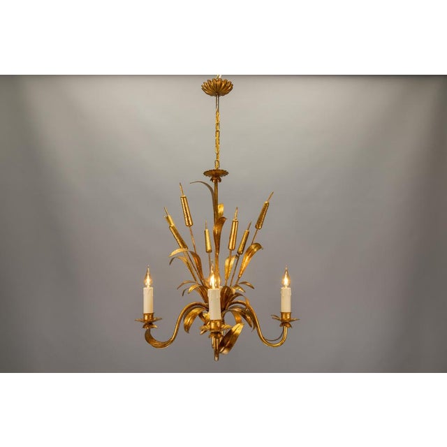 Mid-Century Hollywood Regency Chandelier with Cattail Motifs, 1950s For Sale - Image 17 of 18