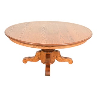 Stickley Style Mission Oak Arts & Crafts Pedestal Dining Table For Sale