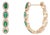 14k Gold 1.7ct Natural Emerald & Diamond Halo Art Deco Hoop Earrings- 2 Pieces For Sale