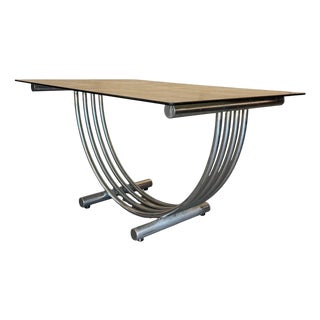 Mid-Century Modern Chrome, Brass and Glass Dining Table, 1960s For Sale