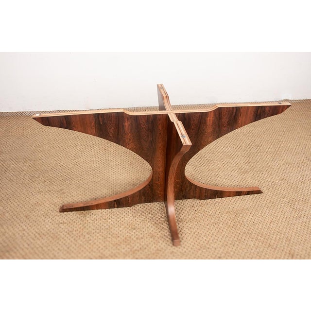 Oval Coffee Table in Carrara Marble and Rosewood by Hugues Poignant 1960. from Roche Bobois For Sale - Image 13 of 18