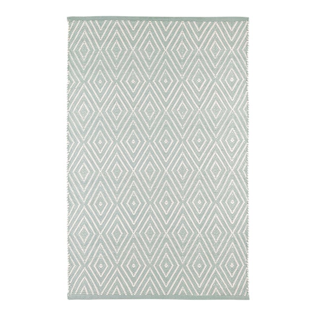 Dash & Albert by Annie Selke Diamond Light Blue/Ivory Indoor/Outdoor Rug, 8' 6" x 11' 6" For Sale
