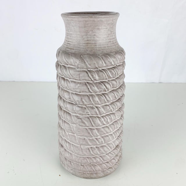 Mid 20th Century Vintage Grey West German Cord Vase Carstens Tonnieshof Mid Century Art Pottery For Sale - Image 5 of 8