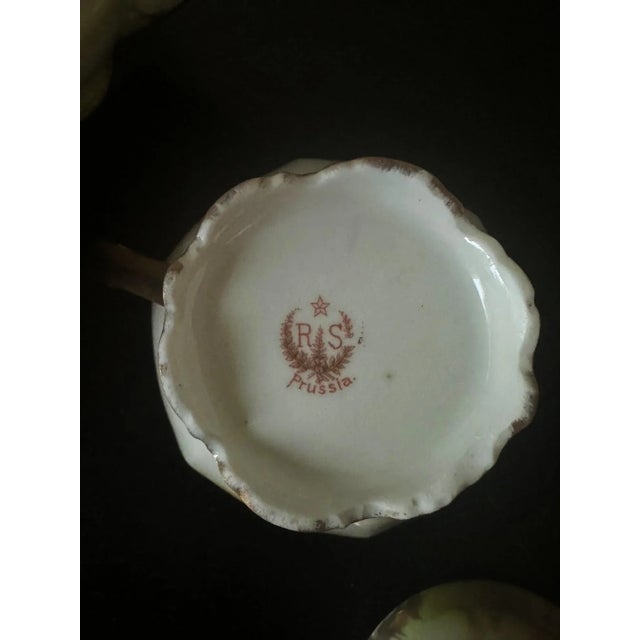 Late 19th Century Antique Rs Prussia Reinhold Schlegelmilch Porcelain Floral Creamer & Sugar Bowl With Lid For Sale - Image 5 of 6