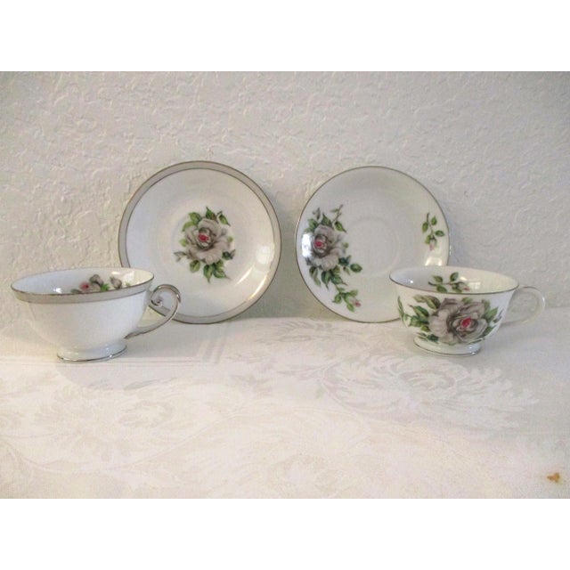 1950s 1950s Jyuto White Rose Porcelain Tea Set - 19 Pieces For Sale - Image 5 of 10