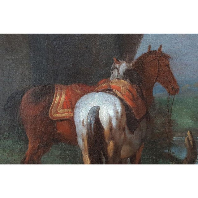 Philips Wouwerman, Knights in Front of a Coaching Inn and Knights and Bathers at a Stream, 1600s, Oil on Canvases, Set of 2 For Sale - Image 13 of 15