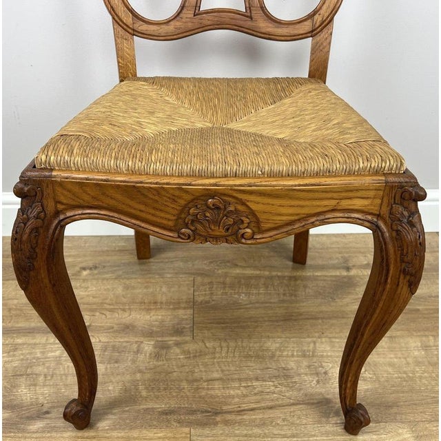 Vintage French Dining Chairs in Oak, Set of 8 For Sale - Image 10 of 14