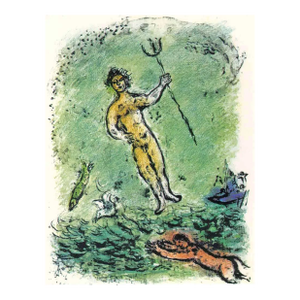 1989 Chagall Lithograph V2-9 Odyssee Poseidon