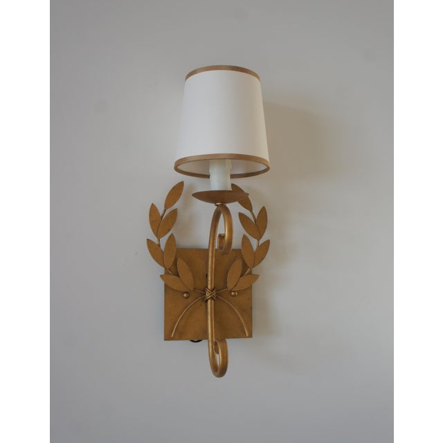 Julie Neill Gilt Metal Wreath Sconce For Sale - Image 4 of 11