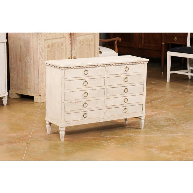 Swedish Gustavian Style 1890s Apothecary Chest with 10 Drawers and Carved Dentil For Sale In Atlanta - Image 6 of 13