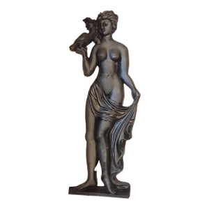 Vintage Mid-Century Cast Iron Wall Sculpture - Persephone With Parrot