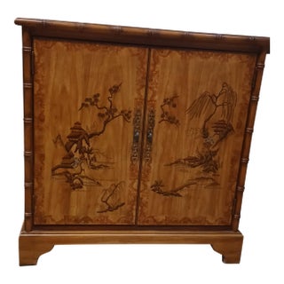 1970s Drexel Heritage Etcetera Faux Bamboo Cabinet For Sale