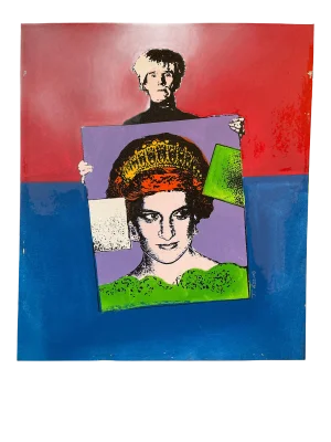 "Warhol & Princess Diana" Contemporary Pop Art Canvas Print Signed T. Azzito