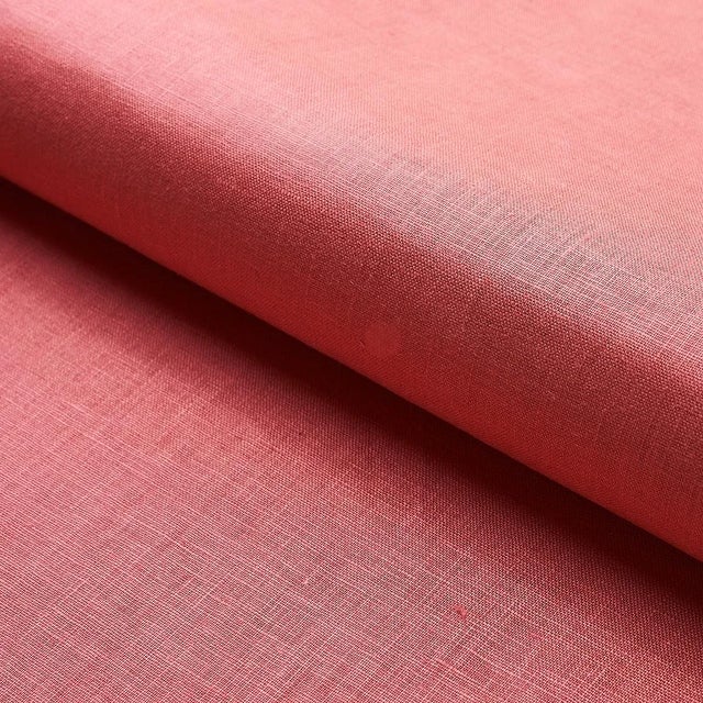 Contemporary Schumacher Lange Glazed Linen Fabric in Coral For Sale - Image 3 of 3