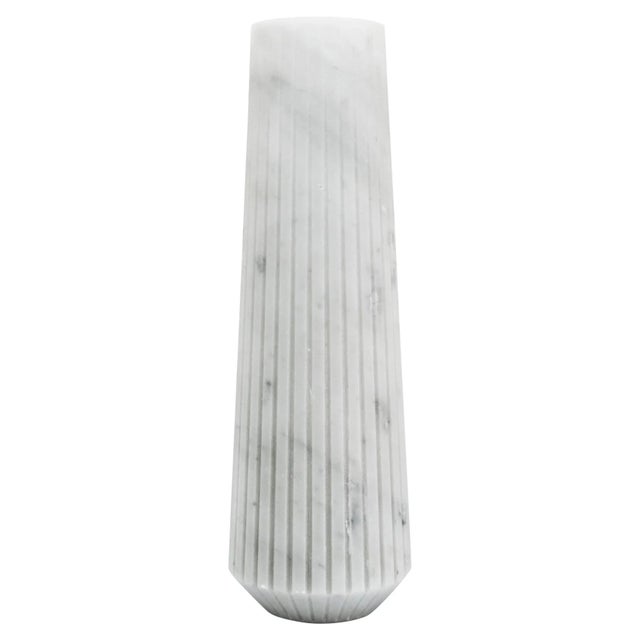 Stone High Vase in White Carrara Marble For Sale - Image 7 of 7