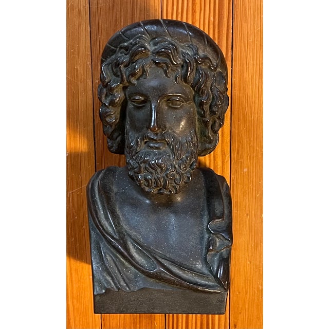19th Century Antique 19th Century Grand Tour Classical Bronze Library Bust or Sculpture of Asclepius, Greco-Roman God of Medicine For Sale - Image 5 of 17