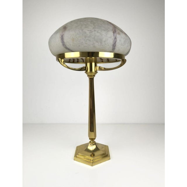 1970s Large Postmodern Brass and Marbled Glass Table Lamp, 1960s For Sale - Image 5 of 18