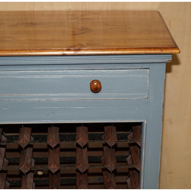 Large Vintage Wine Bottle Rack Sideboard with Drawer in Wood For Sale - Image 4 of 18