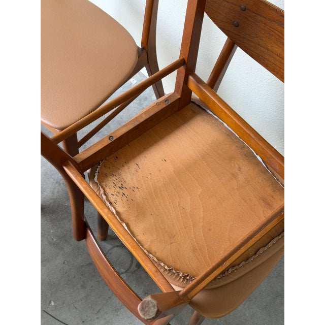 Brown Danish Teak Dining Chairs Set of 4 – Vintage Mid Century Modern Chairs 1960s For Sale - Image 8 of 9