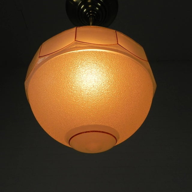 Art Deco Pendant Lamp with 12-Sided Glass Ball, 1930s For Sale - Image 11 of 15