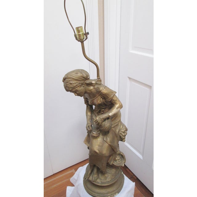 Figurative Sculptural Antique Gilt Lamp Attributed to Mathurin Moreau For Sale - Image 3 of 11
