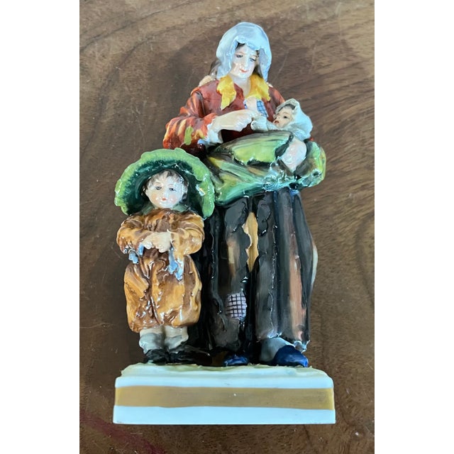 Brown Antique 19th Century Italian Naples Crown "N" Porcelain Figure Of. Mother and Her Children For Sale - Image 8 of 10