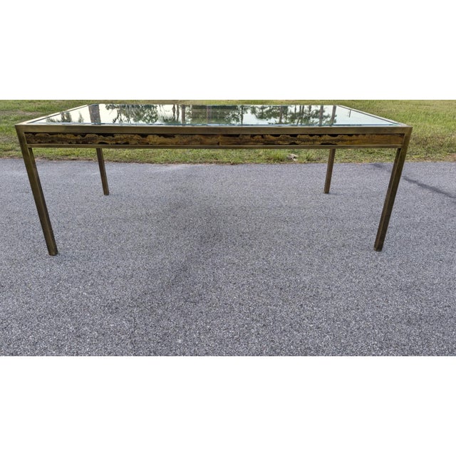 Modern 1970s Modern Dining Table With Acid Etched Brass Panels in Style of Bernhard Rohne Mastercraft For Sale - Image 3 of 12