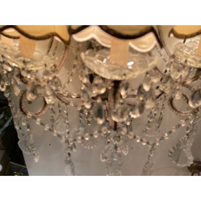 Large Antique Italian Mirrored Crystal Sconces, Set of 2 For Sale - Image 3 of 15