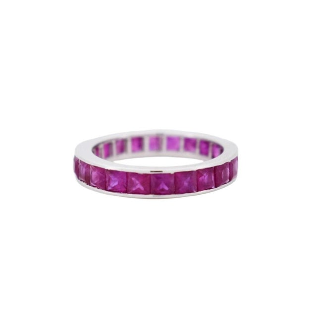 18k Gold Invisible-Set Ruby Eternity Ring 2.50 CTS - Vintage, Size 6 For Sale - Image 6 of 6