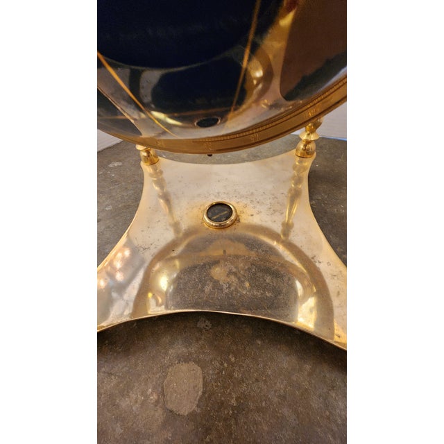 Late 20th Century Late 20th Century Rotating Faux Hardstone Globe With Brass Frame For Sale - Image 5 of 8