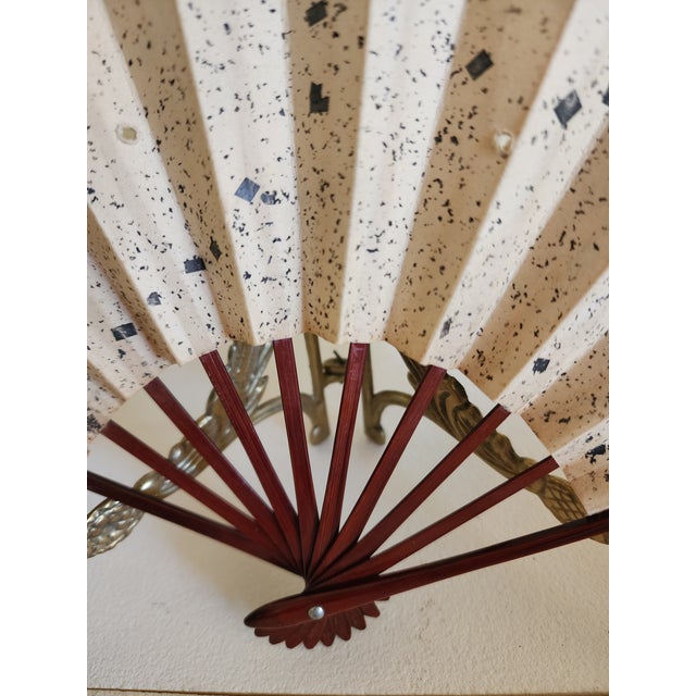 Vintage Hand Held Asian Artistic Fan For Sale In Palm Springs - Image 6 of 7
